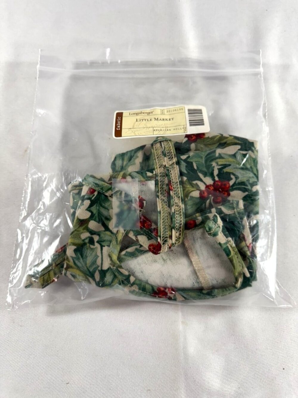 Longaberger Little Market Basket American Holly Fabric Liner 20106135